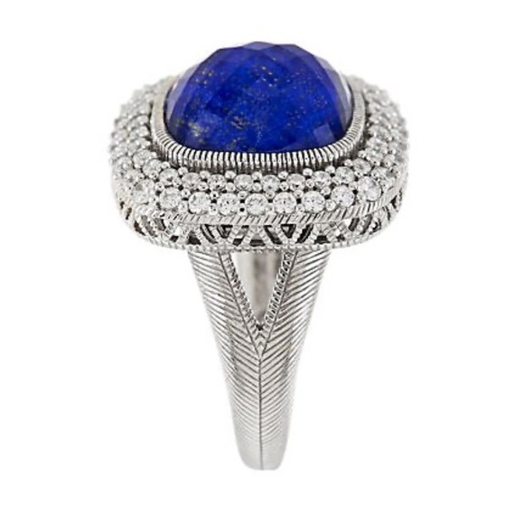 NWOT Judith Ripka Cushion-cut Lapis Doublet and Diamonique Cocktail Ring - 7